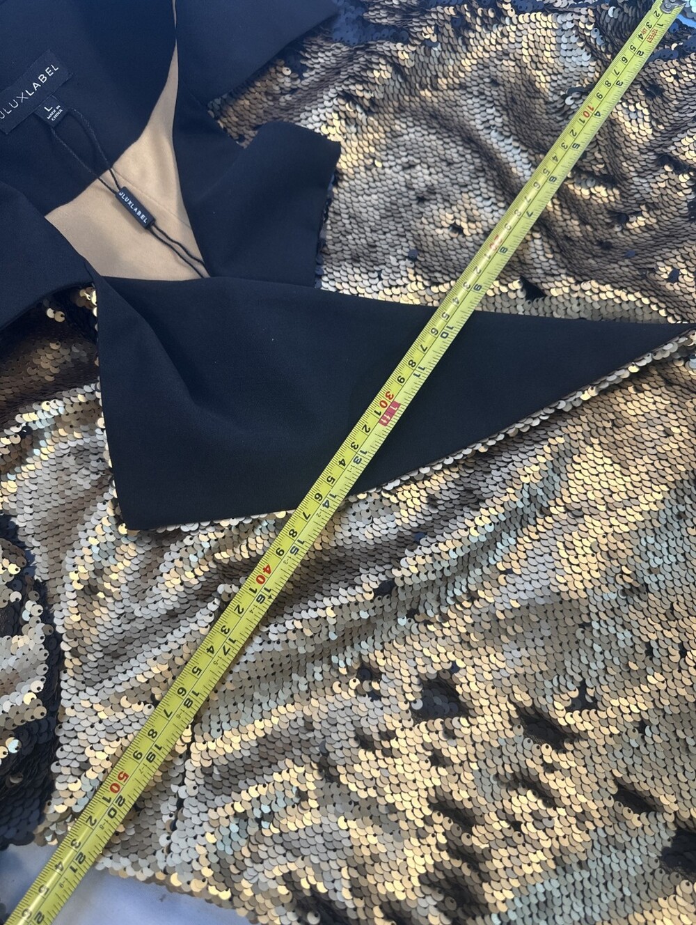 Gold Sequin Belted Women's Coat - Picture 9 of 15